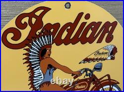 Vintage Indian Motorcycles Porcelain Sign Dealership Motor Bike Harley Gas Oil
