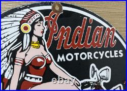 Vintage Indian Motorcycles Porcelain Sign Dealership Motor Bike Harley Gas Oil