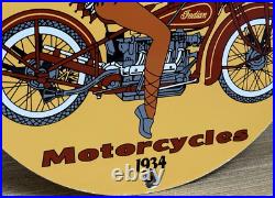 Vintage Indian Motorcycles Porcelain Sign Dealership Motor Bike Harley Gas Oil