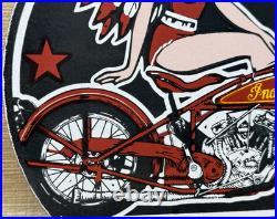 Vintage Indian Motorcycles Porcelain Sign Dealership Motor Bike Harley Gas Oil