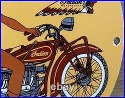 Vintage Indian Motorcycles Porcelain Sign Dealership Motor Bike Harley Gas Oil