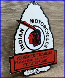 Vintage Indian Motorcycles Porcelain Sign, Dealership, Motor Bike Harley Gas Oil