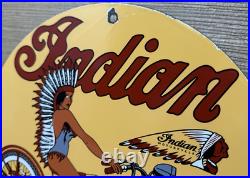 Vintage Indian Motorcycles Porcelain Sign Dealership Motor Bike Harley Gas Oil