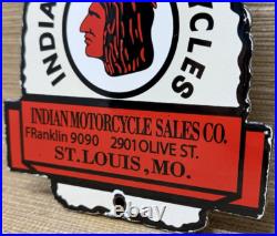 Vintage Indian Motorcycles Porcelain Sign, Dealership, Motor Bike Harley Gas Oil