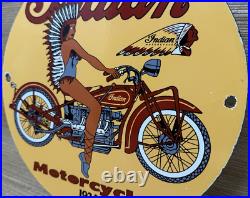 Vintage Indian Motorcycles Porcelain Sign Dealership Motor Bike Harley Gas Oil