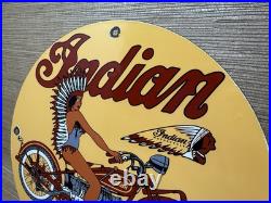 Vintage Indian Motorcycles Porcelain Sign Dealership Motor Bike Harley Gas Oil