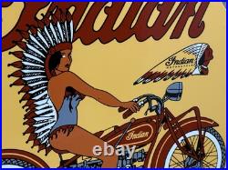 Vintage Indian Motorcycles Porcelain Sign Dealership Motor Bike Harley Gas Oil