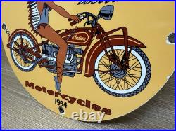 Vintage Indian Motorcycles Porcelain Sign Dealership Motor Bike Harley Gas Oil
