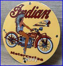 Vintage Indian Motorcycles Porcelain Sign Dealership Motor Bike Harley Gas Oil