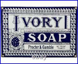 Vintage Ivory Soap Porcelain Sign Gas Station Grocery Store Hardware Motor Oil