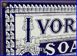 Vintage Ivory Soap Porcelain Sign Gas Station Grocery Store Hardware Motor Oil
