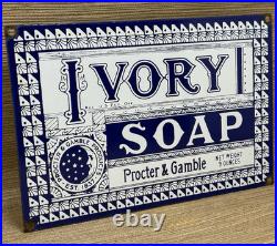 Vintage Ivory Soap Porcelain Sign Gas Station Grocery Store Hardware Motor Oil