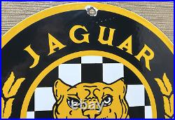 Vintage Jaguar Porcelain Sign Dealership Station Pump Plate Motor Oil Service