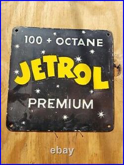 Vintage Jetrol Porcelain Sign Gas Fuel Gasoline Motor Oil Service Garage Factory