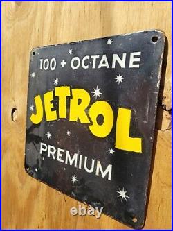 Vintage Jetrol Porcelain Sign Gas Fuel Gasoline Motor Oil Service Garage Factory