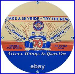 Vintage Johnson Gasoline Porcelain Sign Dealership Gas Station Service Motor Oil