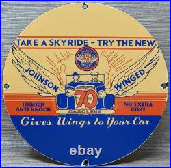 Vintage Johnson Gasoline Porcelain Sign Dealership Gas Station Service Motor Oil