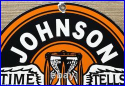Vintage Johnson Gasoline Porcelain Sign Dealership Gas Station Service Motor Oil