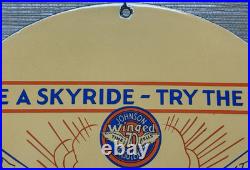 Vintage Johnson Gasoline Porcelain Sign Dealership Gas Station Service Motor Oil