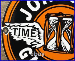 Vintage Johnson Gasoline Porcelain Sign Dealership Gas Station Service Motor Oil