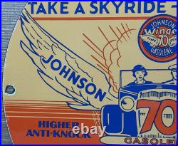 Vintage Johnson Gasoline Porcelain Sign Dealership Gas Station Service Motor Oil