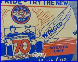 Vintage Johnson Gasoline Porcelain Sign Dealership Gas Station Service Motor Oil