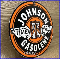 Vintage Johnson Gasoline Porcelain Sign Dealership Gas Station Service Motor Oil