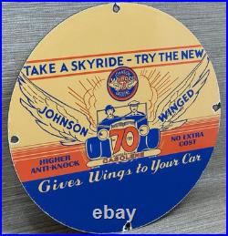 Vintage Johnson Gasoline Porcelain Sign Dealership Gas Station Service Motor Oil