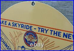 Vintage Johnson Gasoline Porcelain Sign Dealership Gas Station Service Motor Oil