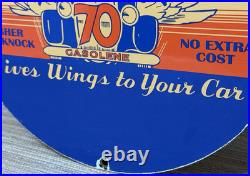 Vintage Johnson Gasoline Porcelain Sign Dealership Gas Station Service Motor Oil