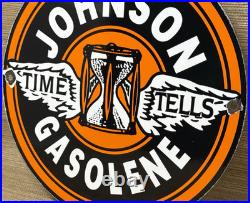 Vintage Johnson Gasoline Porcelain Sign Dealership Gas Station Service Motor Oil