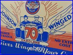 Vintage Johnson Gasoline Porcelain Sign Dealership Gas Station Service Motor Oil