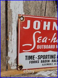 Vintage Johnson Porcelain Sign Sea-horse Outboard Motor Boat Gas Oil Service