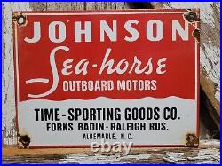 Vintage Johnson Porcelain Sign Sea-horse Outboard Motor Boat Gas Oil Service