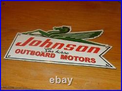 Vintage Johnson Sea Horse Outboard Boat Motors 12 Porcelain Gasoline & Oil Sign