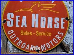 Vintage Johnson Seahorse Porcelain Sign Outboard Boat Motor Sales Dealer Gas Oil