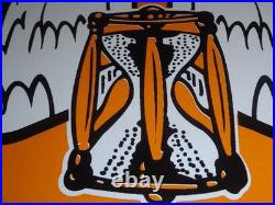 Vintage Johnson Time Tells Motor Oil Chicago Illinois 16.5 Porcelain Metal Sign