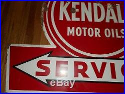 Vintage KENDALL Motor Oil Service Arrow Metal Gas Station Advertising SIGN