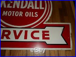 Vintage KENDALL Motor Oil Service Arrow Metal Gas Station Advertising SIGN