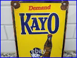 Vintage Kayo Porcelain Sign Chocolate Drink Milk Cow Farm Treat Gas Motor Oil
