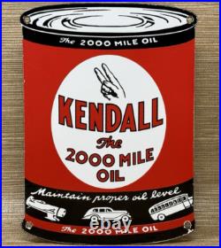 Vintage Kendal 2000 Mile Motor Oil Porcelain Sign Gasoline Station Pump Plate Vintage Kendal 2000 Mile Motor Oil Porcelain Sign Gasoline Station Pump Plate