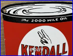Vintage Kendal 2000 Mile Motor Oil Porcelain Sign Gasoline Station Pump Plate Vintage Kendal 2000 Mile Motor Oil Porcelain Sign Gasoline Station Pump Plate