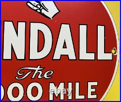 Vintage Kendal 2000 Mile Motor Oil Porcelain Sign Gasoline Station Pump Plate