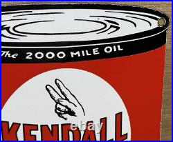 Vintage Kendal 2000 Mile Motor Oil Porcelain Sign Gasoline Station Pump Plate Vintage Kendal 2000 Mile Motor Oil Porcelain Sign Gasoline Station Pump Plate