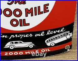 Vintage Kendal 2000 Mile Motor Oil Porcelain Sign Gasoline Station Pump Plate Vintage Kendal 2000 Mile Motor Oil Porcelain Sign Gasoline Station Pump Plate