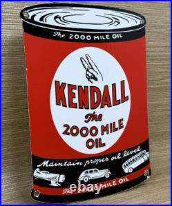 Vintage Kendal 2000 Mile Motor Oil Porcelain Sign Gasoline Station Pump Plate Vintage Kendal 2000 Mile Motor Oil Porcelain Sign Gasoline Station Pump Plate