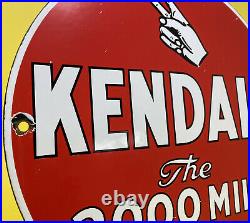 Vintage Kendal 2000 Mile Motor Oil Porcelain Sign Gasoline Station Pump Plate