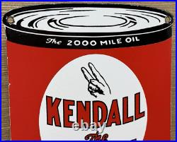 Vintage Kendal 2000 Mile Motor Oil Porcelain Sign Gasoline Station Pump Plate Vintage Kendal 2000 Mile Motor Oil Porcelain Sign Gasoline Station Pump Plate