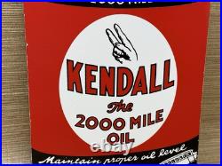 Vintage Kendal 2000 Mile Motor Oil Porcelain Sign Gasoline Station Pump Plate Vintage Kendal 2000 Mile Motor Oil Porcelain Sign Gasoline Station Pump Plate