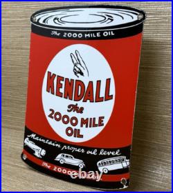 Vintage Kendal 2000 Mile Motor Oil Porcelain Sign Gasoline Station Pump Plate Vintage Kendal 2000 Mile Motor Oil Porcelain Sign Gasoline Station Pump Plate